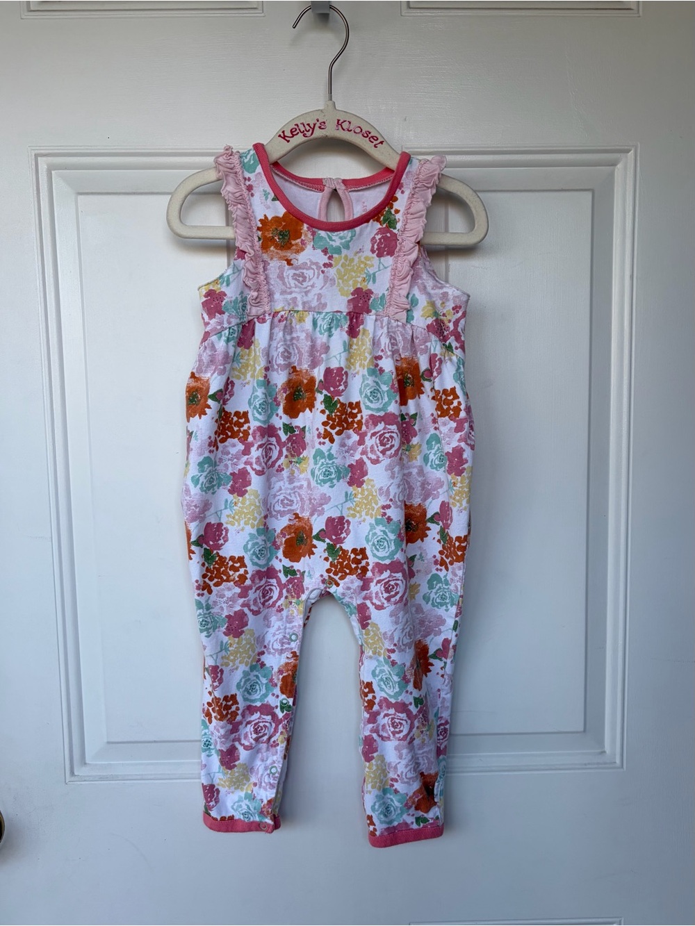 •Burt’s Bees Baby• Floral Ruffle Organic Cotton Romper - Size 18M